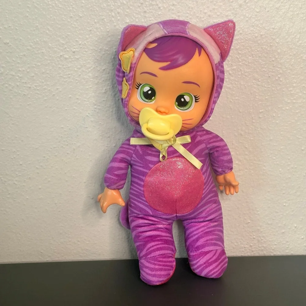 IMC Toys Cry Babies Doll Kids 12in Purple Excellent Katie Tiger Kitty Pajamas